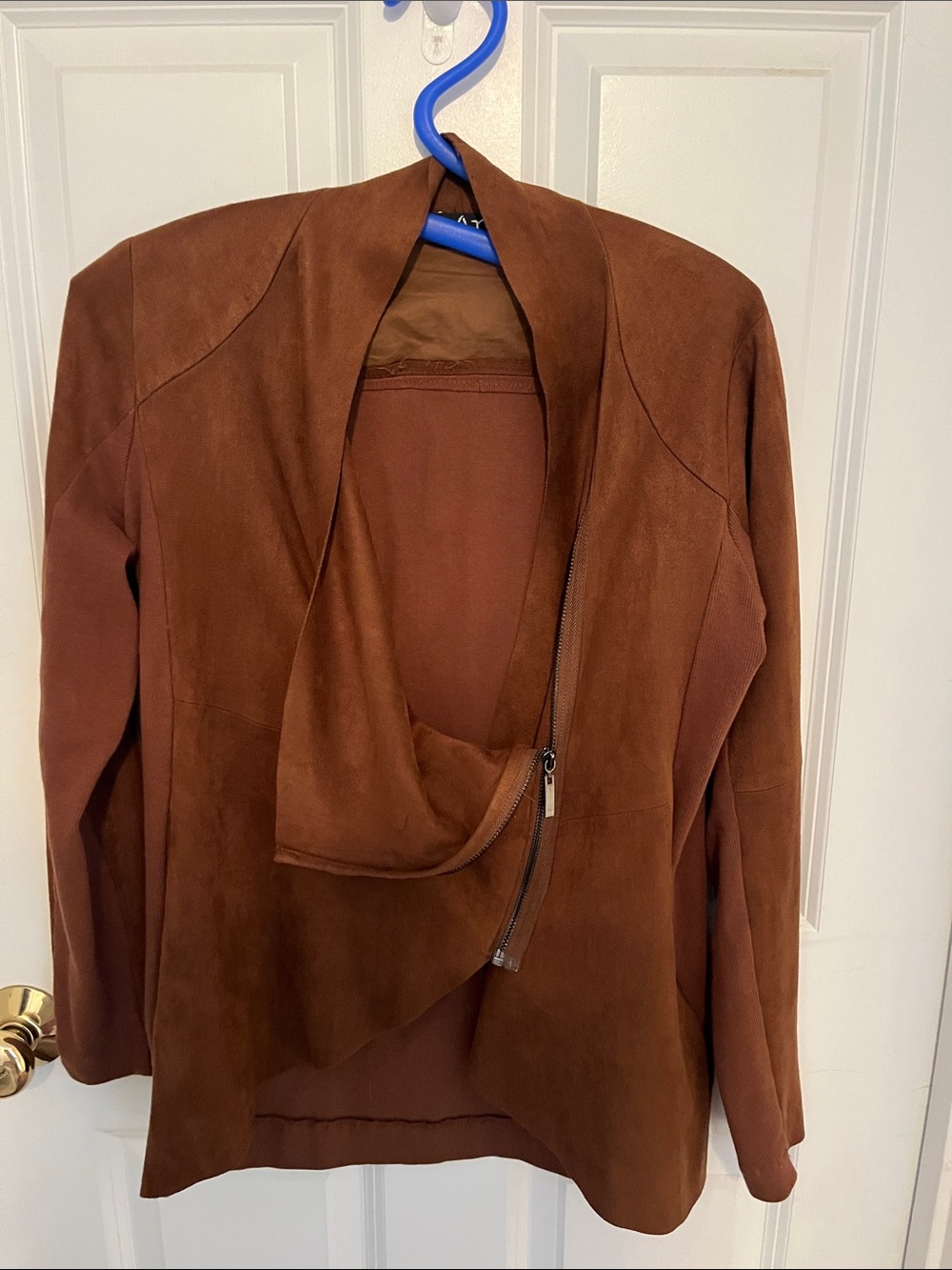 Ari Brown Faux Suede Draped Open-Front Jacket